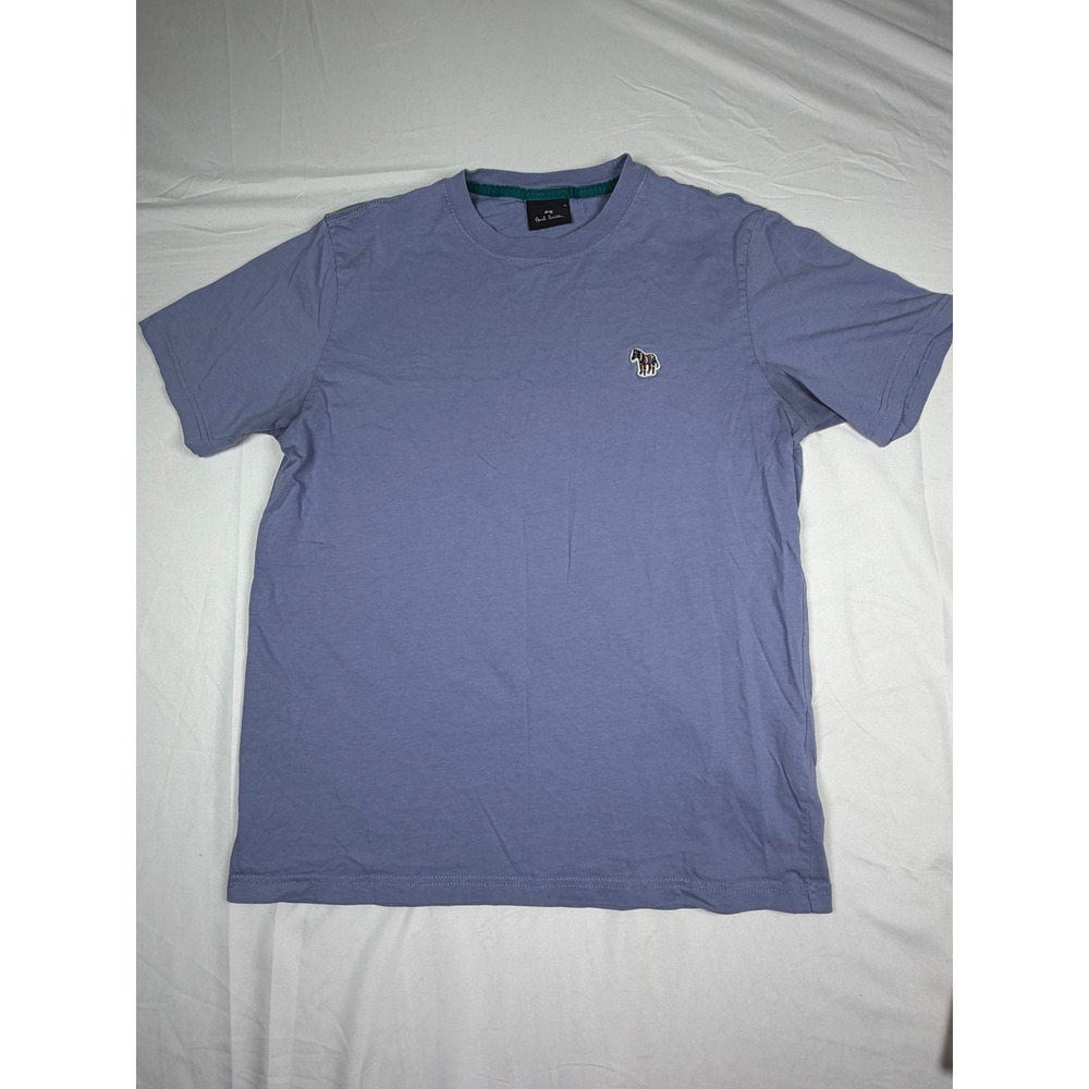 PS Paul Smith Lavender Zebra Logo T-Shirt Men's Size M Green Corduroy Neck Trim